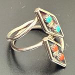 Vintage Handcrafted Sterling Silver Turquoise Coral Southwestern Ring Size 5 3g. Photo 4