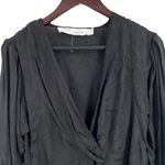 IRO  Black Surplice Feminine Blouse Size 34 Satin Jacquard Draped Plunge V New Photo 2