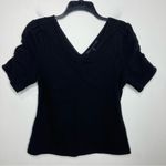 White House | Black Market  black b-neck blouse‎ rouched sleeve women’s size medium Photo 0