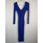 Hera Collection Women’s Royal Blue Ribbed Knit Long Sleeve Midi Dress Size M Size M Photo 9