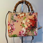 Gucci  Bamboo Pink and Beige Floral Leather 2 Way Handbag - Preowned Photo 1