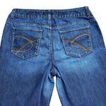 Chico's Womens Platinum Jeans Dark wash distressed slight fading on pocket Sz 1/M Photo 7