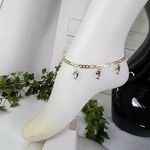 Tricolor Gold Stainless Steel Ankle Bracelet with Dolphin Charms New Photo 1