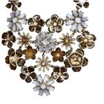 Floral Gold and White Statement Necklace Photo 1
