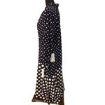 Maggy London Navy White Polka Dot Midi Dress Size 16 NWT High Neck Long Sleeve Blue Photo 3