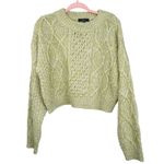 Lulus Cropped Sweater Cable Knit Lime Green SW9029L Photo 1