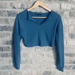 SheIn Blue  Long Sleeve Crop Top Photo 0