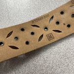 Fossil  Womens Pink Leather Belt Medium Silver Buckle Boho Floral Cut Out Stud Photo 6