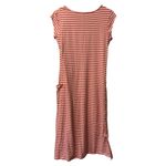 Toad &Co Muse Midi Dress Women’s M Orange Stripe Adjustable Drawcord Pocket Size M Photo 1
