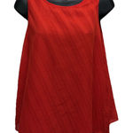 Bobeau Red Chiffon Sleeveless Ruffle Blouse Size Medium Zip Back Photo 0