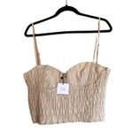ZARA NWT  BUSTIER CROP TOP BLOGGERS FAV RUCHED BEIGE XL Photo 7