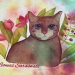 Cat Print Canvas Tye dye floral Rasta colors tote Bag Yellow Photo 2