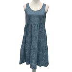 Frye Women's Oversize Small Tiered Dress Blue Bandana Sleeveless Pockets Summer Photo 2