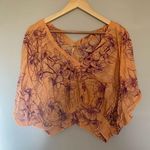 Free People Orange with purple Floral Print Crop Top Size Small Photo 0