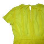 J.Crew NWT Midi in Bright Kiwi Yellow Embroidered Chiffon Short Sleeve Dress 2 Photo 6