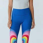 Terez Blue Heart Print Workout Leggings Size Small Photo 0