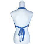 ZARA Bright Blue Woven Crochet Halter Crop Top Wavy Bottom Size Medium Photo 1