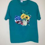Delta Pro Weight Vintage Teal USA Sunflower Home Graphic T Shirt Sz Large Photo 5
