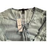 White House | Black Market  Lace-Up Light Denim V-Neck - Women's Size Small NWT Photo 5