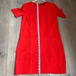 Tibi Red Orange Short Sleeve Shirt Shift Mini Dress Photo 3