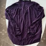 Calypso St. Barth  100% Silk Long Sleeve Button Down Pocket Blouse Dark Purple M Photo 4