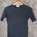 Brooks Brothers  Dark Blue Ribbed Silk Top Short Sleeve Fitted Womens Large Photo 2