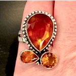 Artisan  Golden Orange Topaz Silver Ring Sz 6.25 Photo 1