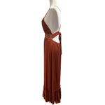 FADED ROSE BOHO STRAPPY LONG TIERED CROCHET TERRACOTTA MAXI DRESS Orange Size M Photo 3