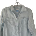 Columbia Women Size Small Baby Light Blue Linen Blend Long Sleeve Top Photo 1
