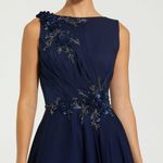 Mac Duggal 20365 Navy Floral Applique Sleeveless A Line Gown Photo 2