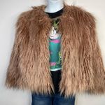  1State Faux Fur Shaggy Cropped Jacket Mauve Rose Pink Glam Fun womens L Photo 15