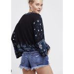 Free People Medallion Bohemian Blouse Women M Black Retro Floral Relaxed Retro Photo 9