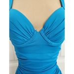 Tommy Bahama  Sz 6 Underwire Bra Halter Tie Neck Swimsuit Blue Ruched NWT Photo 5