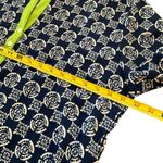 Rock Flower Paper Womens Tunic Top L Blue/White Floral Pattern Green Trim boho Blue Size L Photo 6