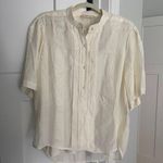 Tory Burch Floral Silk Cream Short Sleeve Blouse Button Down Photo 0