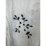 Kindred  White Navy Floral Embroidered Gauzy 3/4 Sleeve Blouse Size Large Photo 4