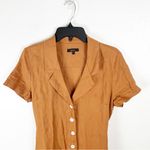 Quince 100% Linen Front Buttons Pockets Belted Waist Short Sleeves Dress Medium Photo 4