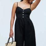 Madewell Sleeveless Wide Leg Jumpsuit 100% Linen Black Pockets Flowy US 00 NWT Photo 1