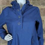 Coldwater Creek Shirt Blue Woman's XS 3/4 Snap Hooded Pull Over Coastal Photo 1