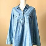 Old Navy | Blue Chambray Roll Tab Top Sz L Photo 0