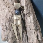 Lena Pin Brooch Woman Heart Tribal Design Vintage Handmade Brass Figurine Signed Gold Photo 6