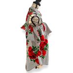 Hint of Blush XL Cold Shoulder Blouse Stripe Red Floral Ruffle Cotton Summer Top Photo 8