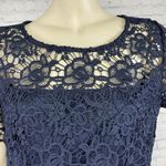 Nanette Lepore Gorgeous  Midnight Navy Blue Lace Top Blouse M Exposed Zipper Photo 1
