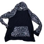 Chico's  Blue and Purple Patterned hooded long sleeve shirt‎ Photo 0