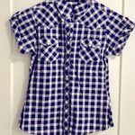 Van Heusen Van Huesen short sleeve checked fitted shirt in navy NWOT Photo 0