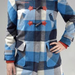 Gsus Sindustries Women's Size Small Wool Blend Blue Plaid Long Utility Coat Photo 0