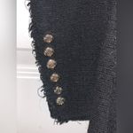 ZARA  Woman Black Frayed Textured Cardigan with Button Details.    Size-X-Small Photo 5