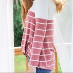 Vine & Love Pink‎ & White Striped Color Block Twist Front Top Photo 11
