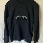 Coach : Navy Blue sweatshirt- Raccoon Design- Leather & Shearling- XS Photo 0
