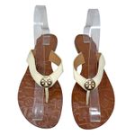 Tory Burch Thora Thong Sandals Flip Flops Patent Leather Ivory Gold Size US 8 Photo 1